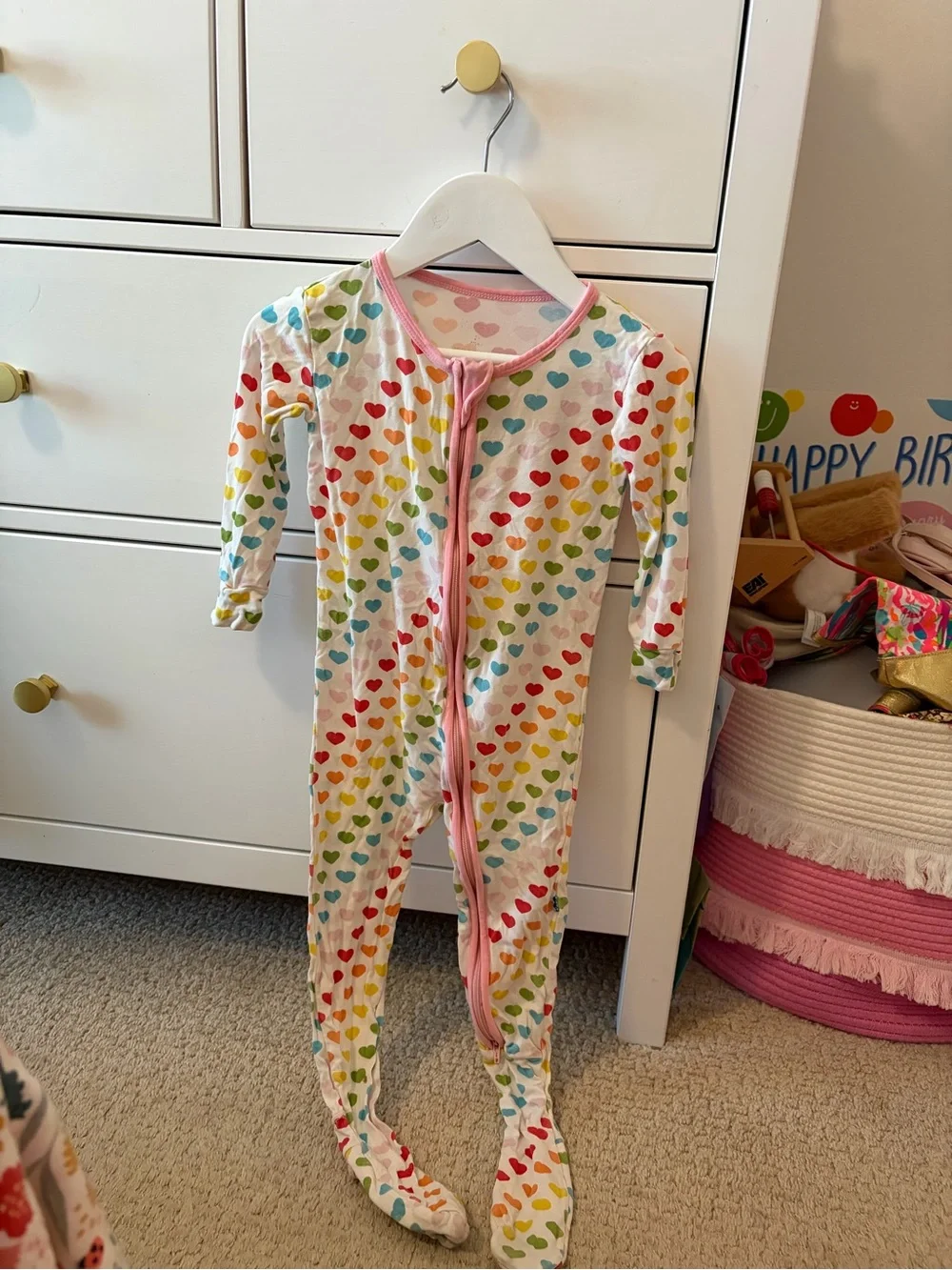 KicKee Pants Rainbow Heart Bamboo Footie Pajamas Size 3